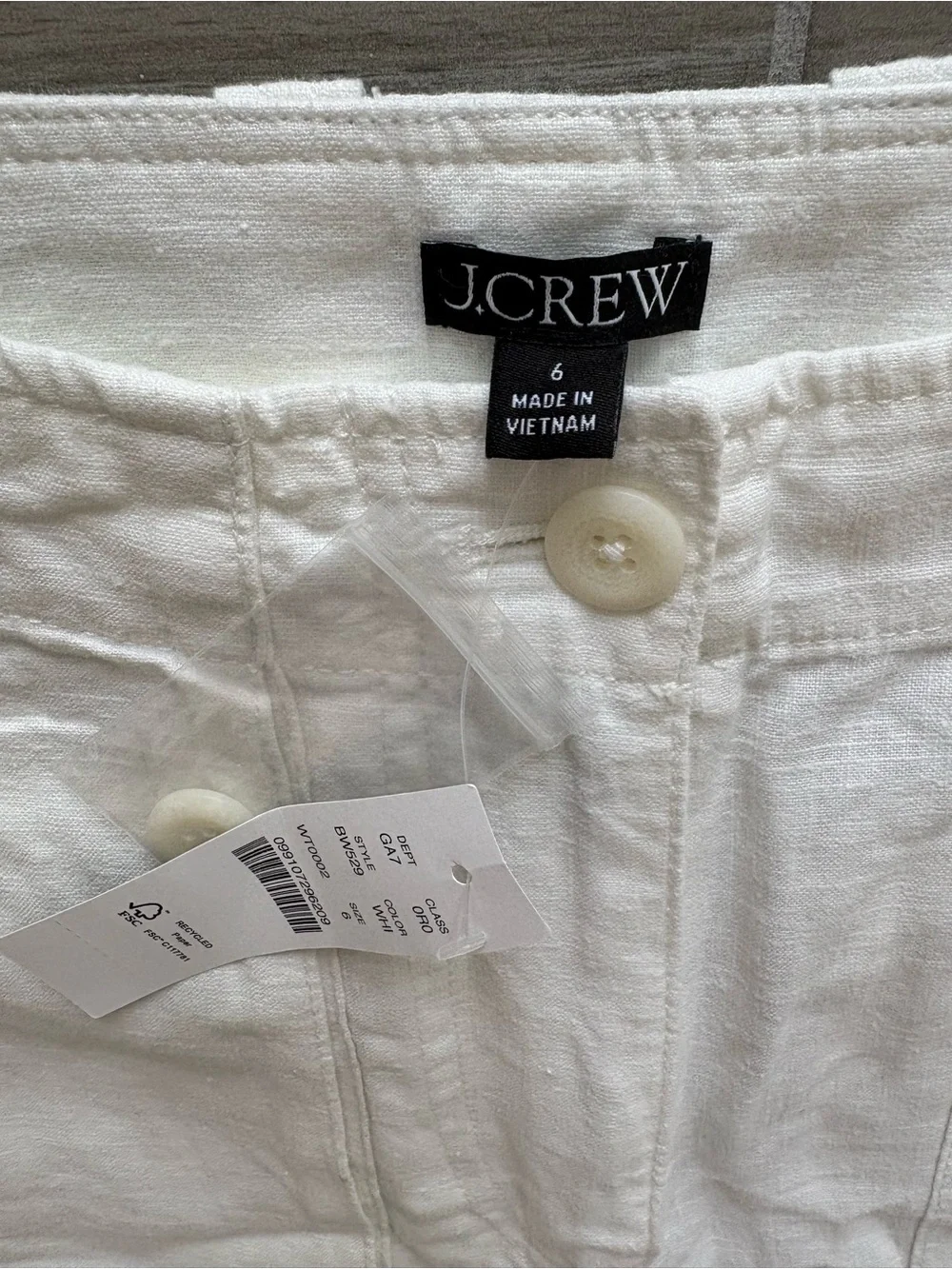 J. Crew NWT White Seaside Cargo Pant Linen Blend - Picture 2 of 5